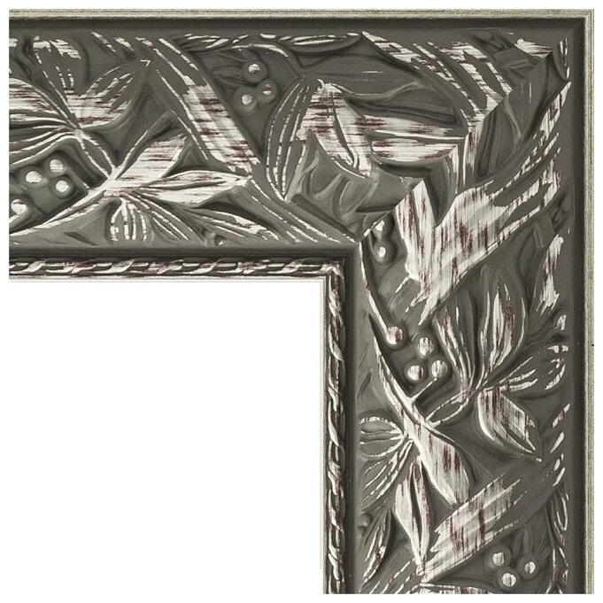 Зеркало Evoform с фацетом в багетной раме византия серебро 99 мм, 69x99 см - фото №2