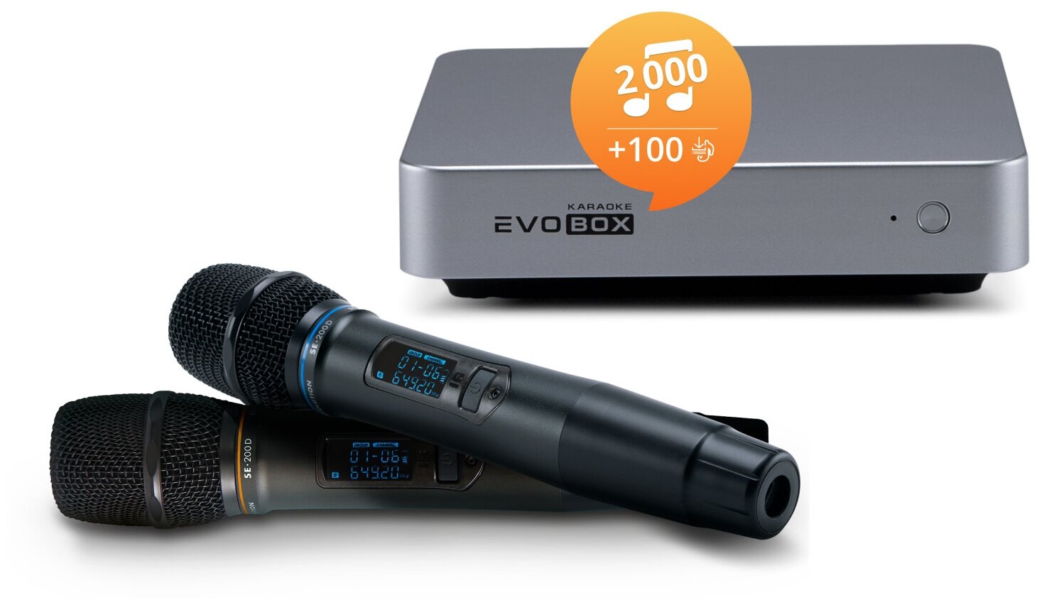 Караоке-система для дома EVOBOX Graphite с микрофонами SE 200D.