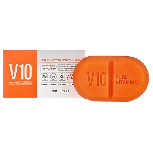 SOME BY MI Очищающее мыло с витаминным комплексом V10 MULTI VITA CLEANSING BAR очищающее мыло с витаминным комплексом some by mi v10 multi vita cleansing bar 106 гр