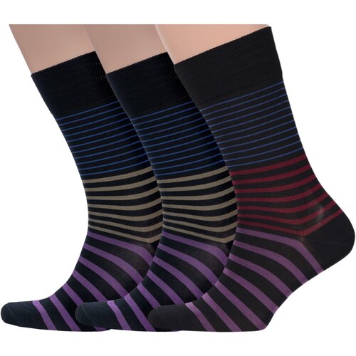 фото Комплект из 3 пар мужских носков sergio di calze (pingons) из мерсеризованного хлопка микс 3, размер 25