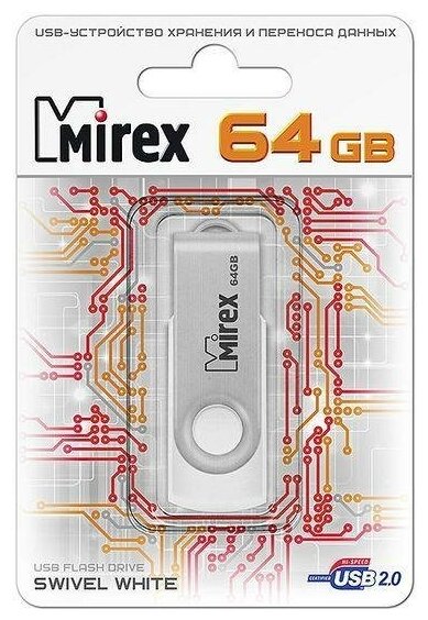 Флешка 64Gb Mirex Swivel USB 2.0 белый 13600-FMUSWT64