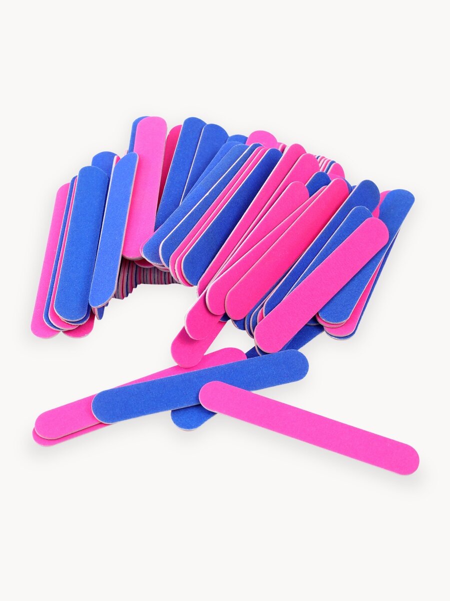 Набор 100шт мини пилок 8,5см для ногтей 180/240грит овал, для маникюра и педикюра, пилки одноразовые