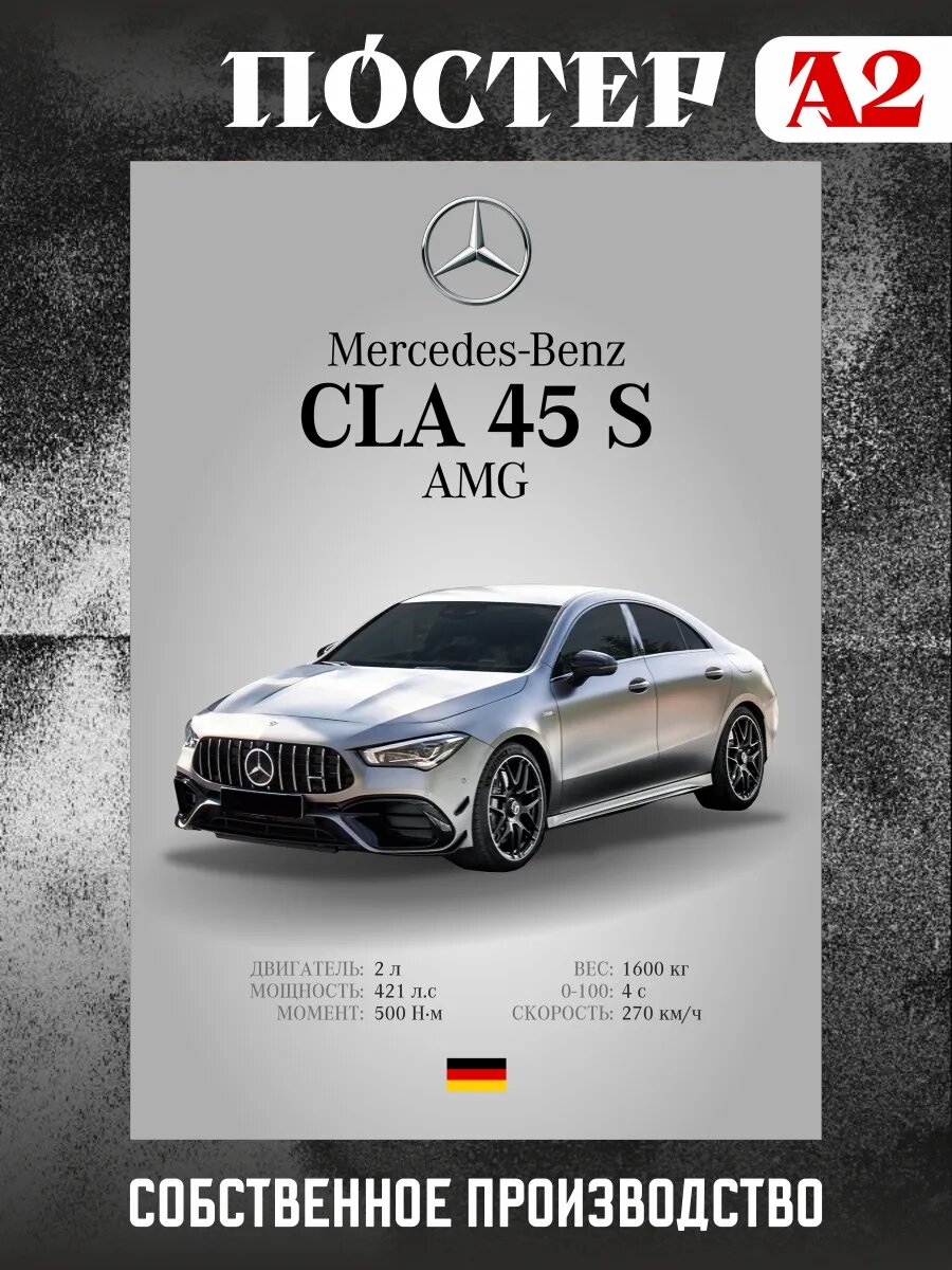 Постер на стену интерьерный А2 Mercedes-Benz CLA 45 S AMG
