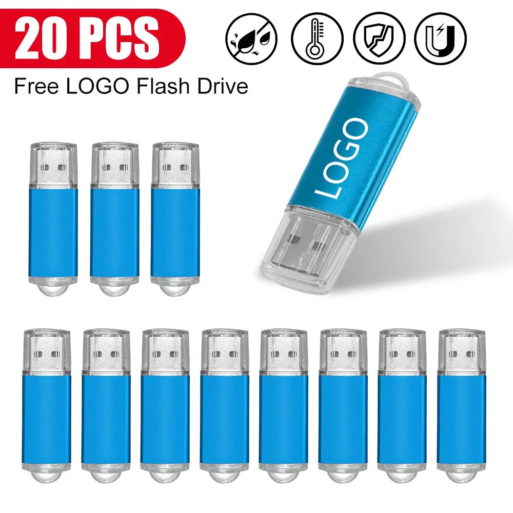 20 шт./лот USB-флешка 1 ГБ 2 ГБ 4G 8 ГБ флэш-накопитель 16 ГБ 32 ГБ флэш-накопитель 64 ГБ 128 ГБ 2,0 подарок USB-накопитель 128 МБ 256 МБ Бесплатный индивидуальный логотип, Blue, 256 МБ