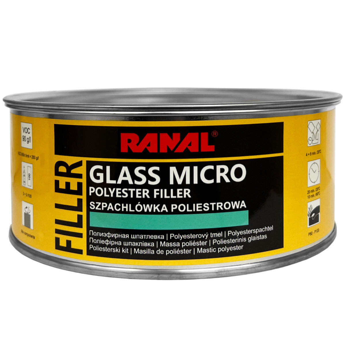 Шпатлевка со стекловолокном GLASS MICRO RANAL (1,0кг)