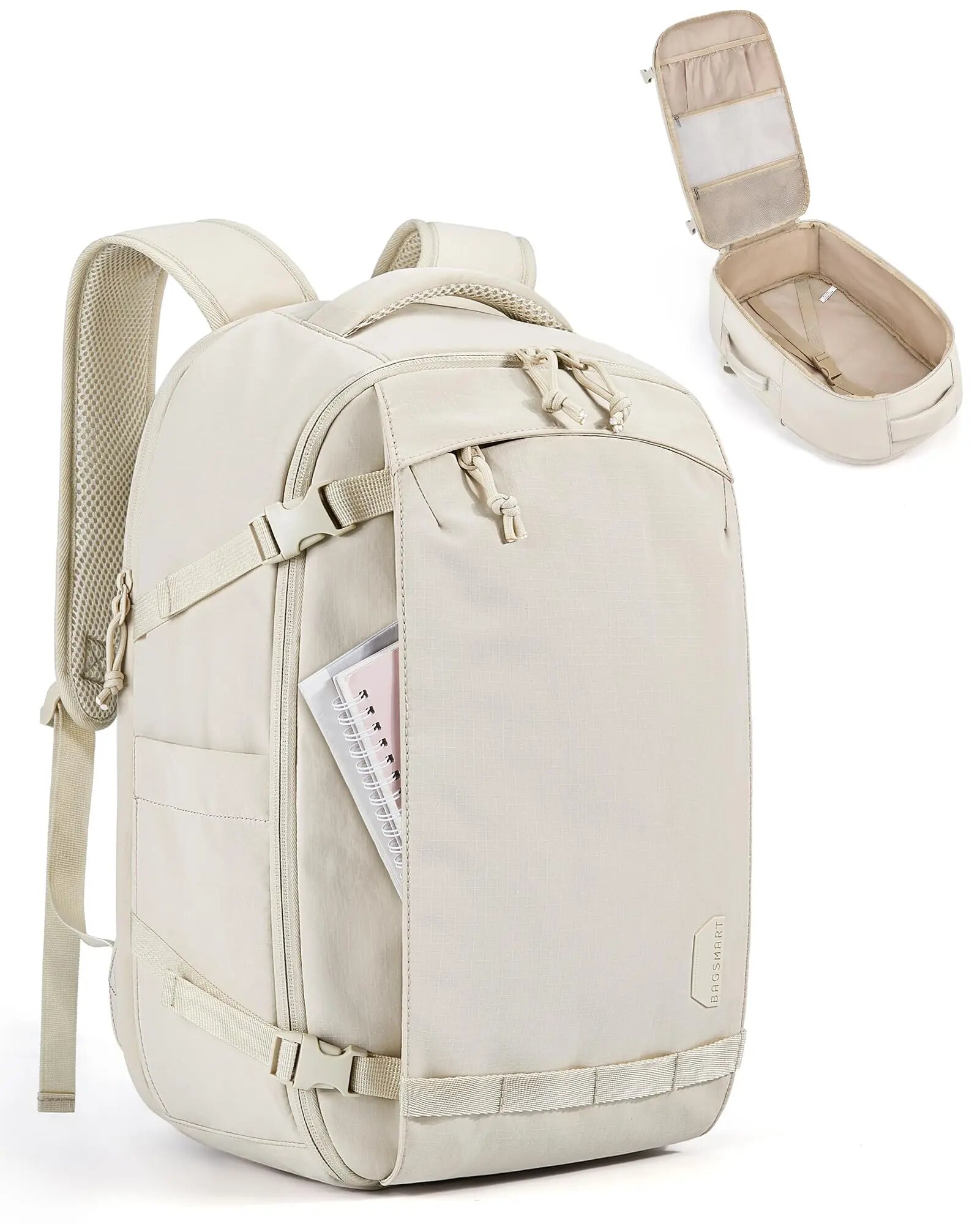 BAGSMART дорожный рюкзак для женщин 30л, одобренный для ручной клади, дорожная сумка TSA, водостойкий рюкзак для багажа, мужской рюкзак, Бежевый, Унисекс