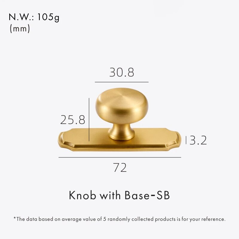 Латунные ручки Dooroom матовые никель желтые бронзовые Knob with Base-SB