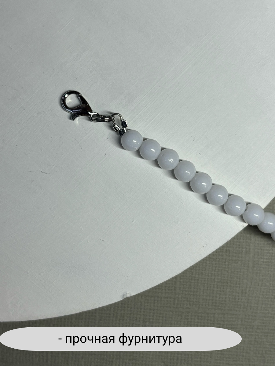 Колье SIDORINA SOFIA ACCESSORIES, бисер, акрил, эпоксидная смола, длина 65 см, белый — фото 1