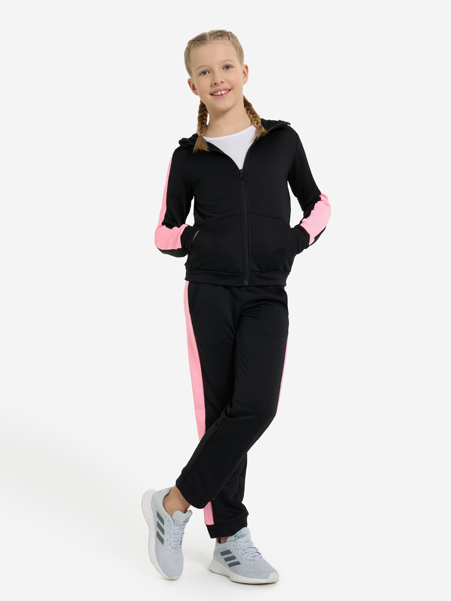 Костюм спортивный MATRIX SPORT Fitness Girl's Knitted Suit размер 134-140 черный/розовый