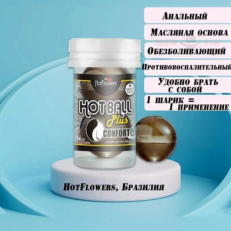 Анальный лубрикант HOT BALL CONFORTO на масляной основе в виде 2 шариков