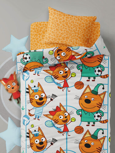 Изображение товара Детское постельное белье Василек юниор, Бязь, хлопок 100%, Три кота, Чемпионат