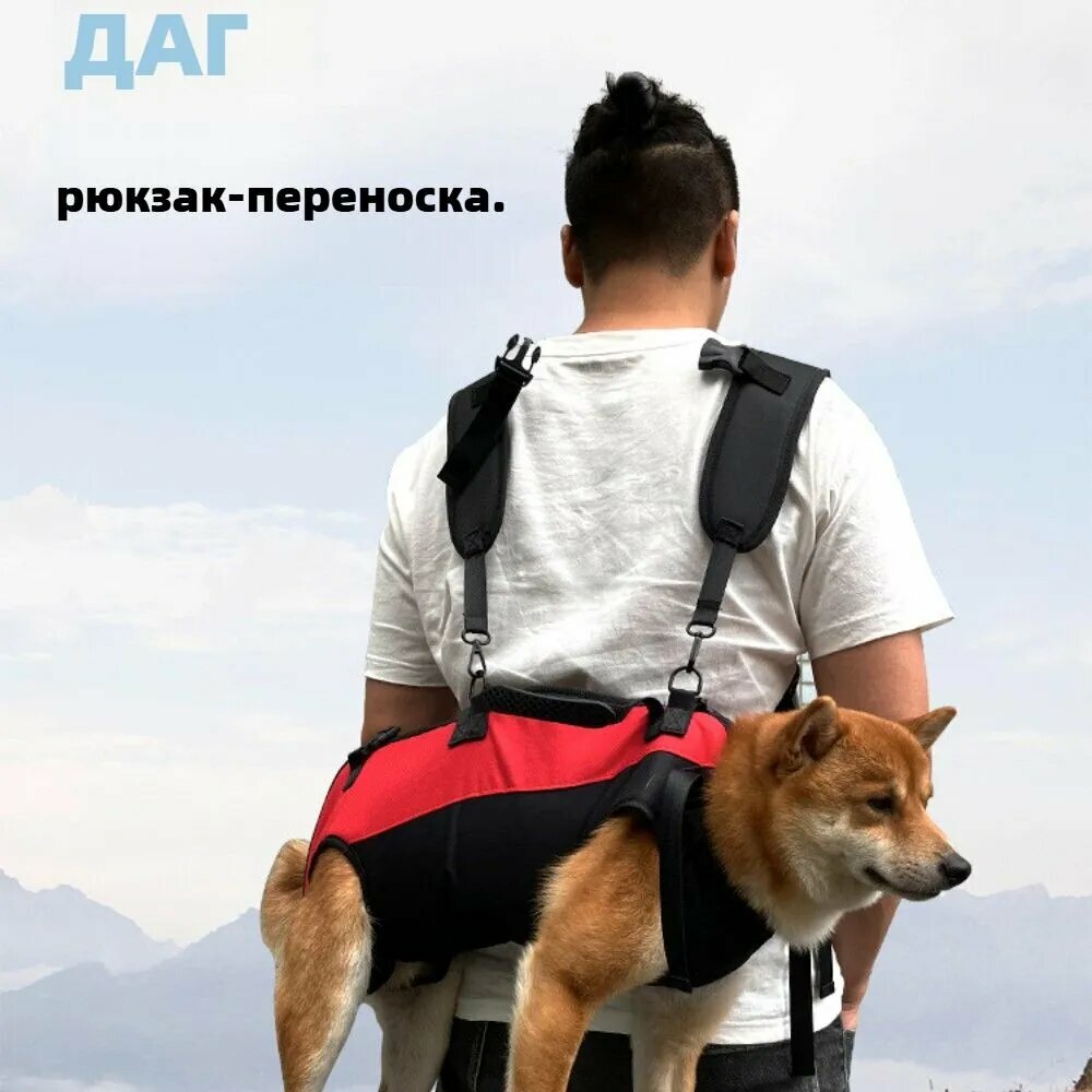 Переноска рюкзак для собак / Рюкзак для домашних животных, материал Оксфорд, Красно-черный