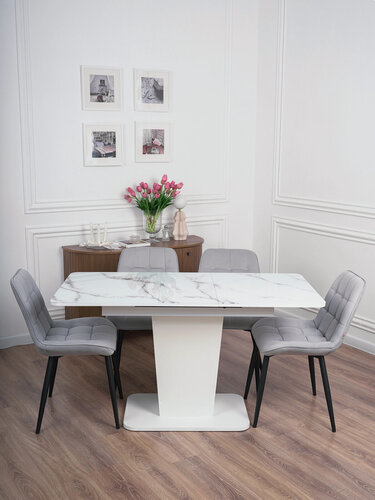 Изображение товара Стол кухонный раздвижной стеклянный Грант 110(140)х70х75 см СтеклоТМ69ЛДСПбелое