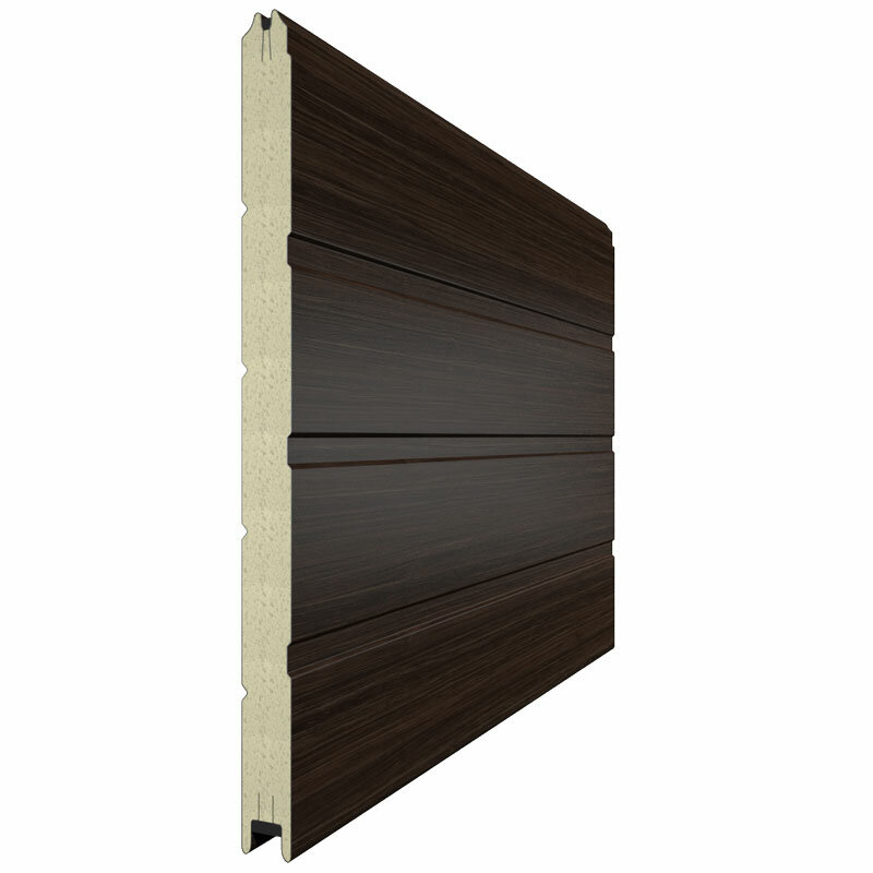 Стальная панель для секционных ворот 5000*475*40 мм WENGE(Венге) ZAIGER S-гофра дерево/стукко