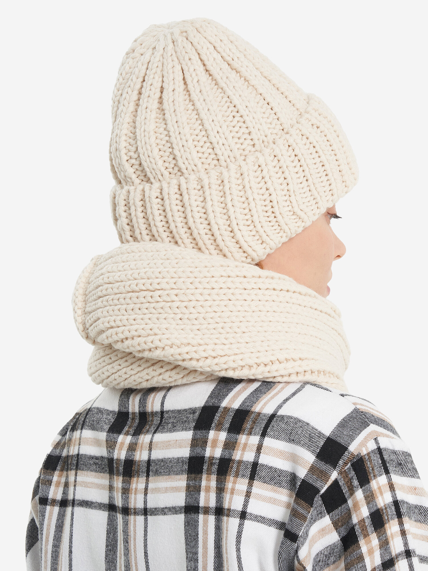Комплект с головным убором De Mount Women Hat and scarf kit для женщин, 2 предмета, размер one size, светло-бежевый — фото 1