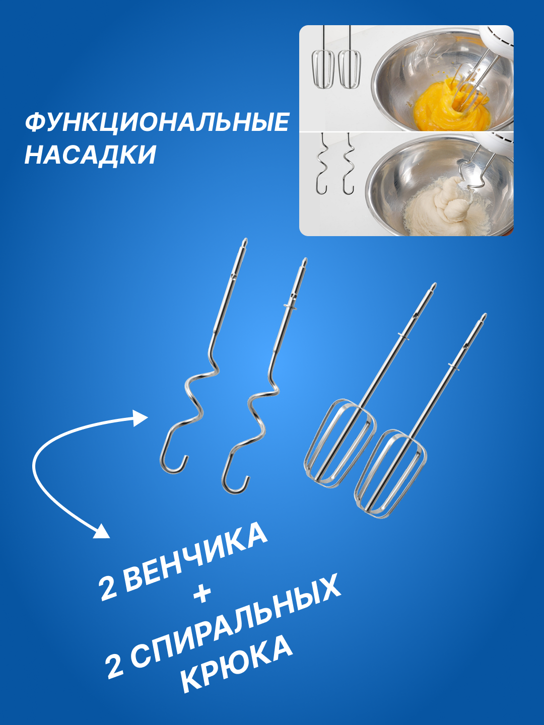 Миксер Panasonic MK-GH3WTQ, ручной, 175Вт, 5 скоростей, белый — фото 1