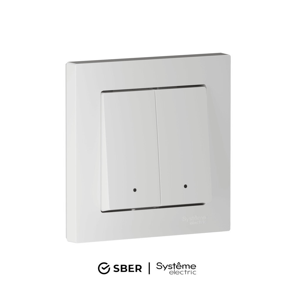 Умный одноклавишный выключатель Systeme Electric AtlasDesign Smart двухклавишный с подсветкой Zigbee - белый — фото 1