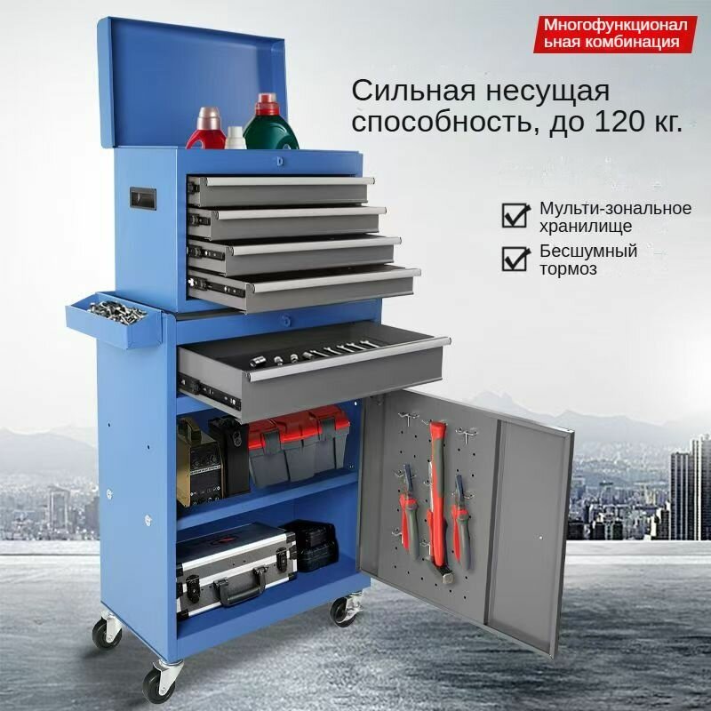 Тележка инструментальная 5 секций с ящиками на колесах1