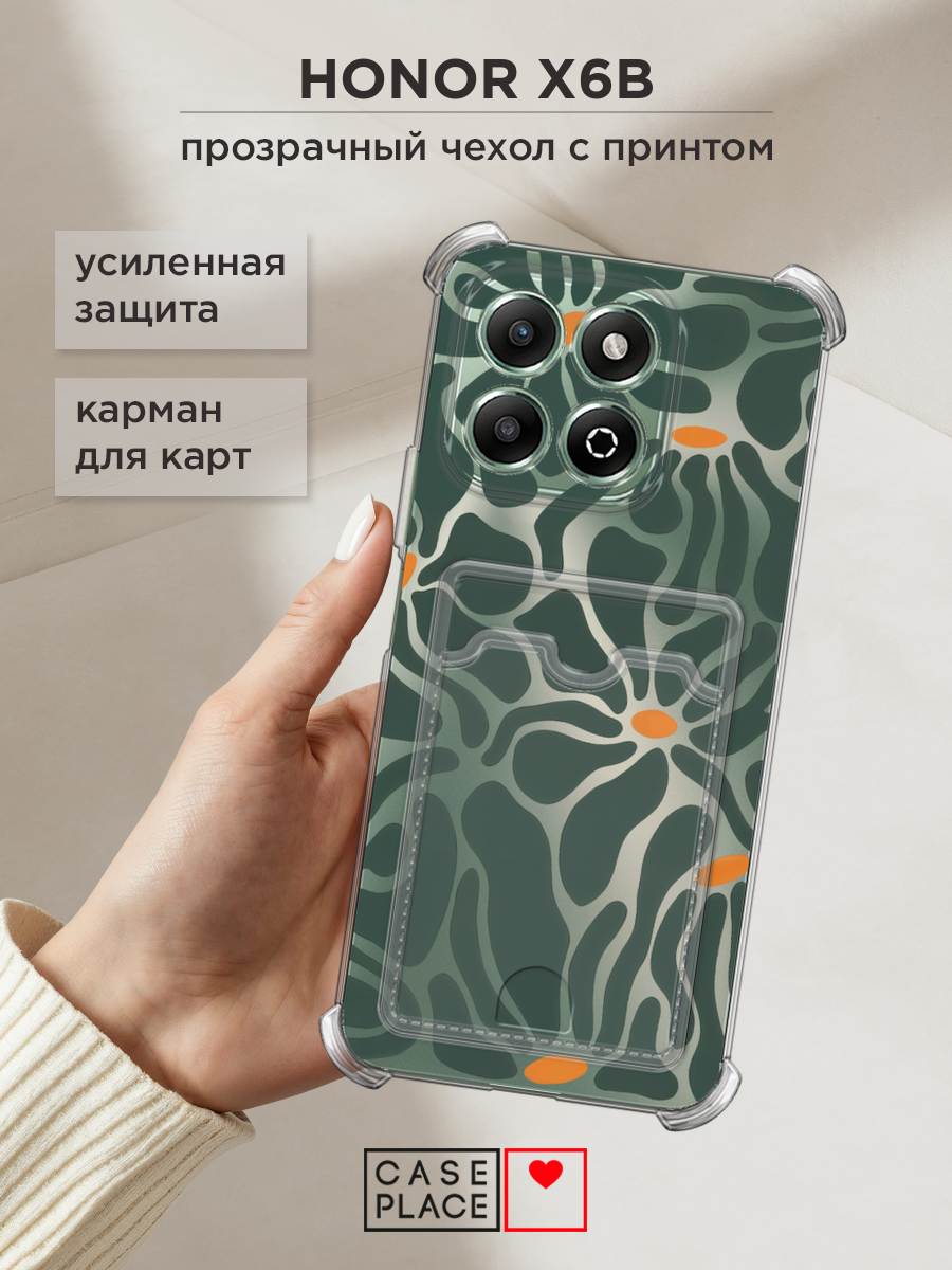 Чехол на Honor X6b (Хонор X6b) с картой и принтом Волнистые цветы