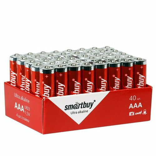Набор щелочных мизинчиковых батареек ААА алкалиновые 40 шт Smartbuy