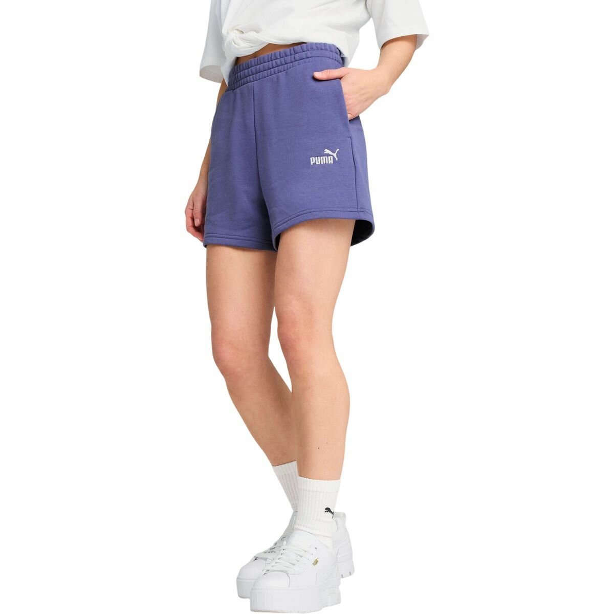 Шорты PUMA ESS Small No. 1 Logo 5'' High-Waist Shorts, размер S, синий