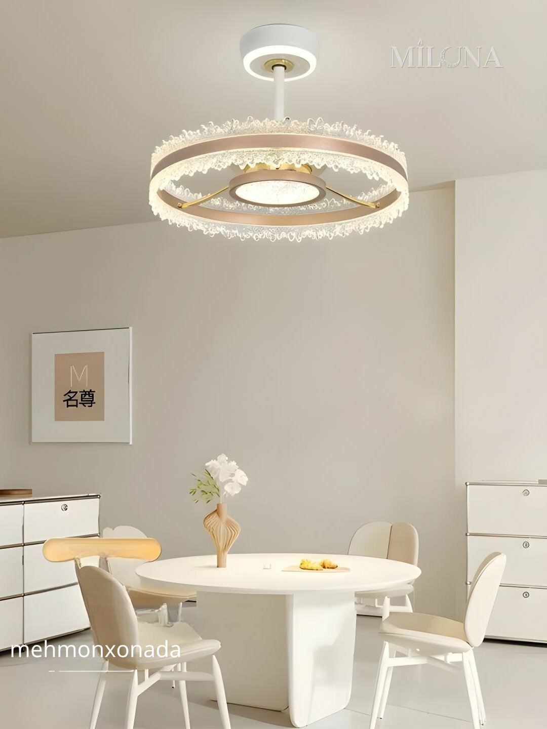 Люстра с вентилятором LED, с пультом,3 режима освещения, 6 режима вращения, для всех комнат
