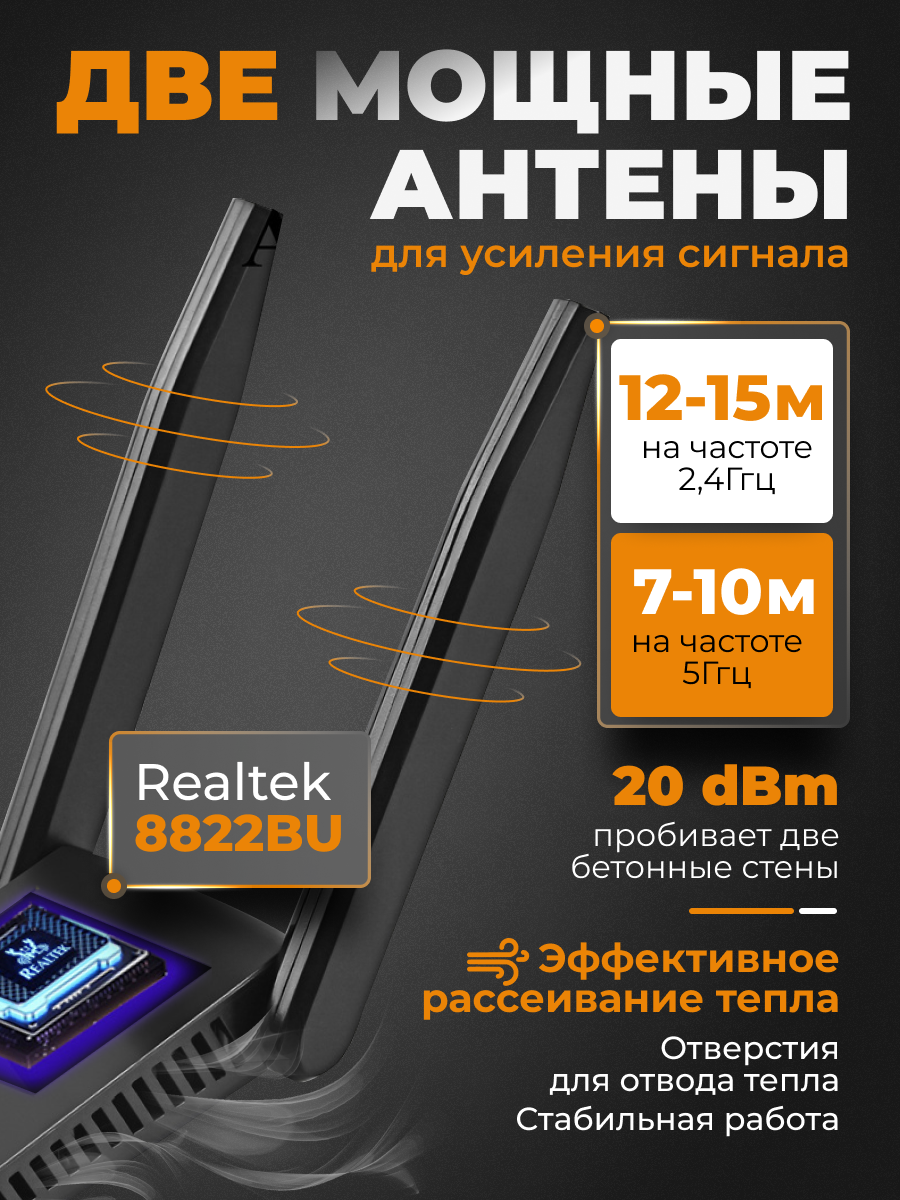 WI FI адаптер для компьютера AlisaFox блютуз адаптер для пк, усилитель wifi сигнала 2 в 1 — фото 1