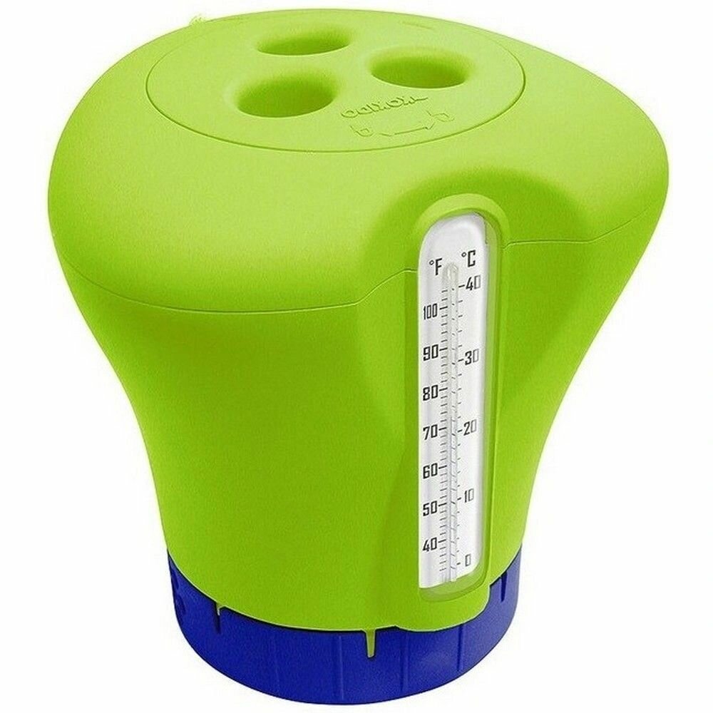 Дозатор Kokido K619BU плавающий с термометром таблетки 75мм зеленый