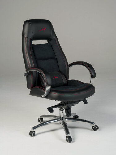 Изображение товара Кресло игровое Диво М черное, ткань/экокожа, топ-ган люкс, регулируемые подлокотники, 1 подушка