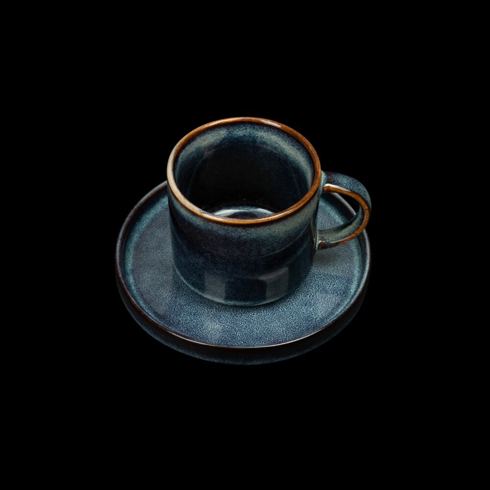 Чайная пара фарфоровая  Corone Celeste  185мл синяя