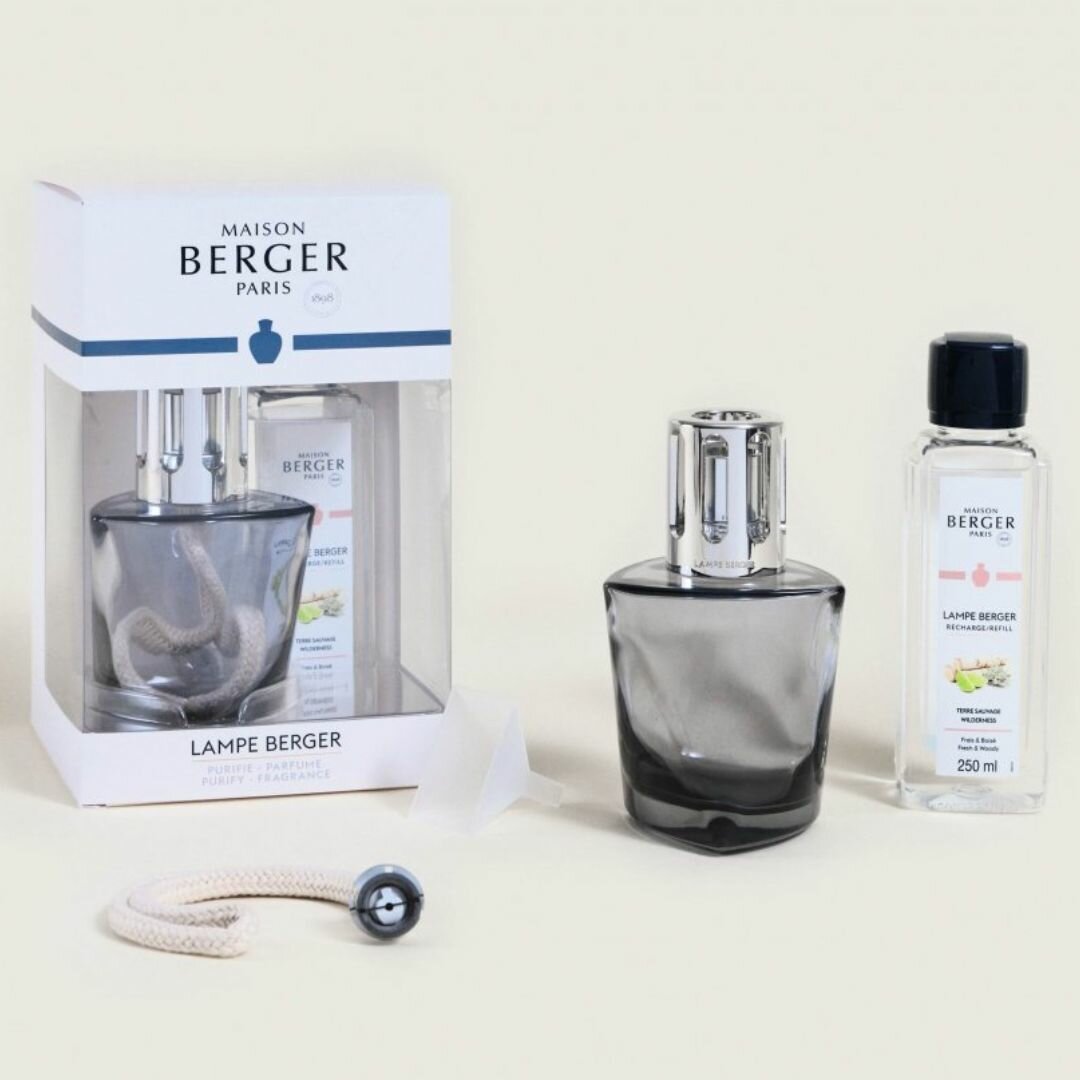 Набор лампа Берже Терра черная и аромат Дикие земли 250 мл