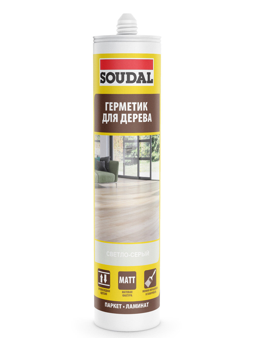 Герметик акриловый паркетный Soudal светло-серый 280 мл