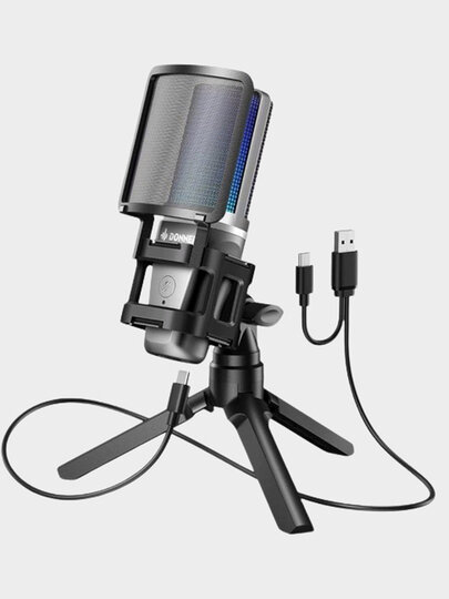 Конденсаторный USB-микрофон Zealsound RGB для ПК, PS4, PS5, Mac