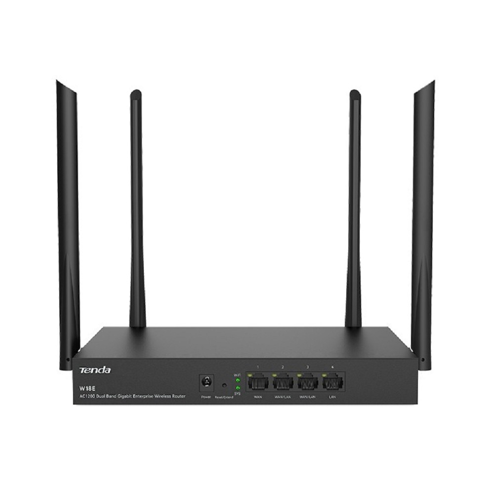 Роутер TENDA W18E AC1200, AC, 1167 Мбит, 2,4/5 ГГц, 4 антенны, черный