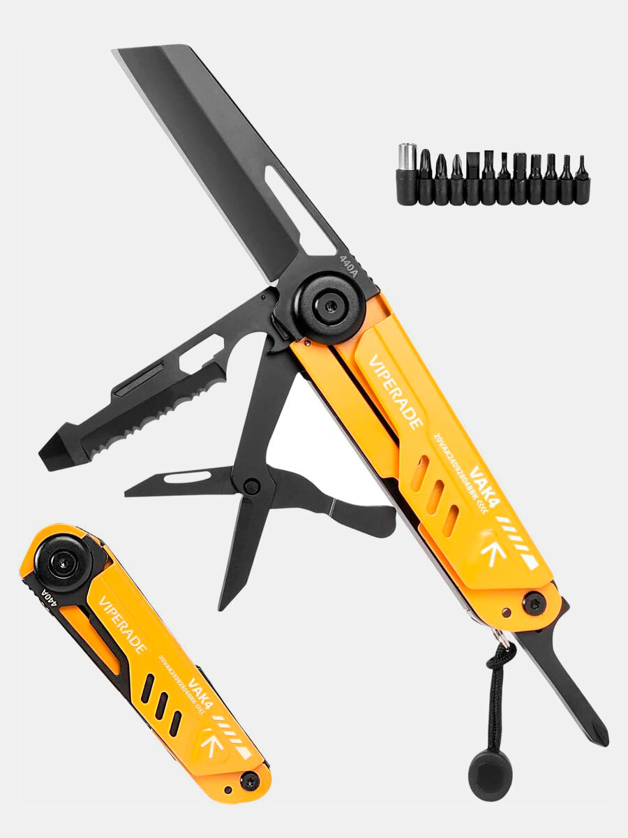 Мультитул из нержавеющей стали 12 функций VIPERADE® VAK4 Yellow (желтый)