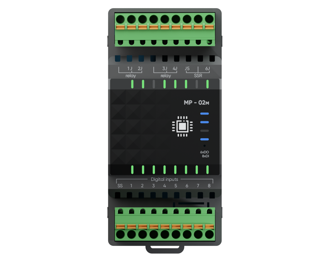 Модуль расширения Цинтрон МР-02м, Modbus RTU, 6 выходов, 8 входов, IP20, крепление на DIN-рейку