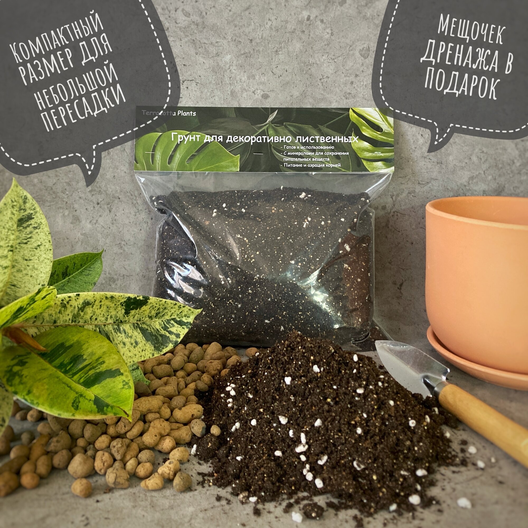 Готовый грунт с биогумусом для комнатных ароидных растений Terracotta Plants, 2,5 литра