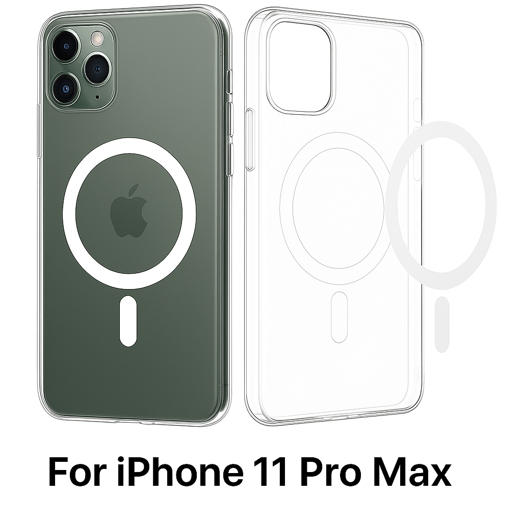 Чехол Magsafe для Iphone 11 pro max прозрачный тонкий хрусталь, ударопрочный