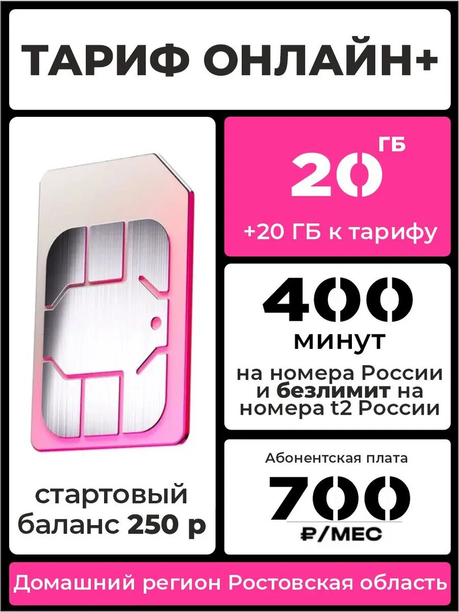Sim-карты Тариф Мой Онлайн. 20 ГБ/400 минут