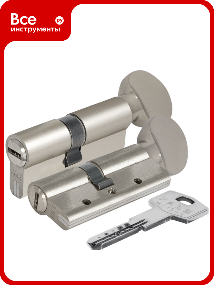 Цилиндровый механизм с вертушкой KALE KILIT 164 DBM-E/80 (35+10+35) мм никель 5 кл. 26559
