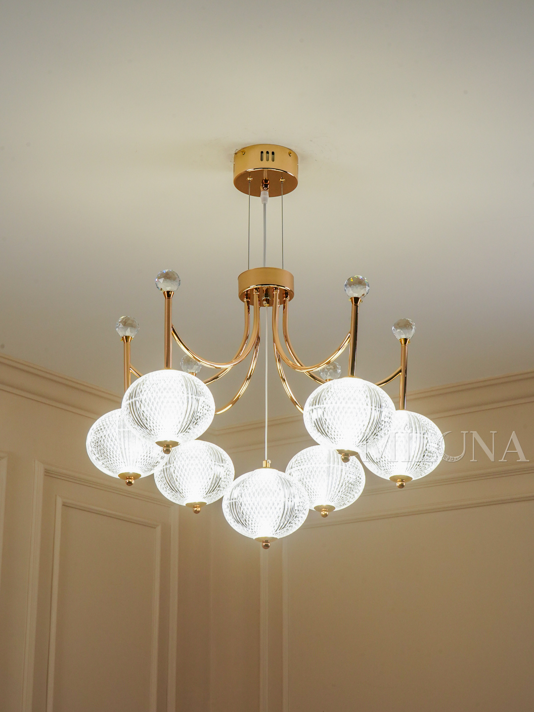 Люстра подвесная LED, 3 режима света, 3 размера, для зала, спальни и кухни, золотой цвет