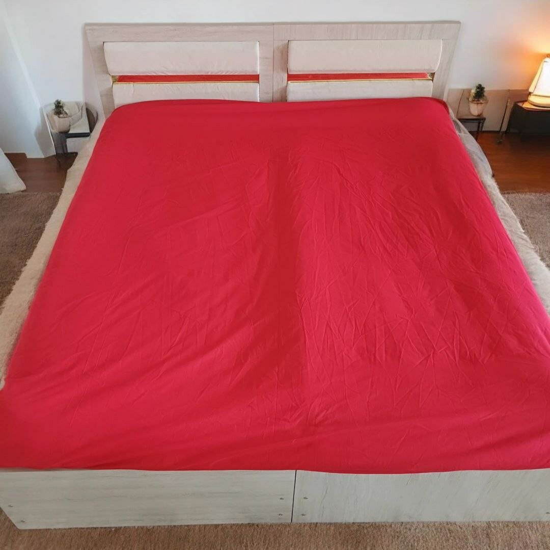 Простыня LINENS, на резинке, ранфорс, 2-спальная, красная, 180 см x 200 см