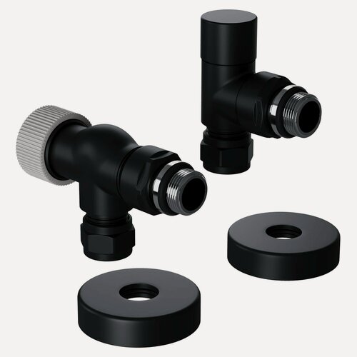 Изображение товара Краны для радиатора отопления 1/2 осевой Royal Thermo Design PRO М30х1,5 черные Термостатический комплект для батареи