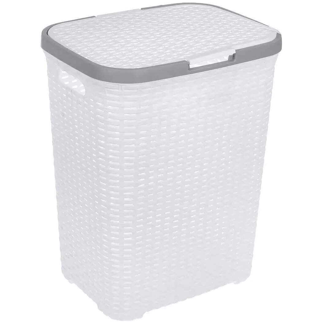 Корзина для белья Violet 40л с крышкой герметичная пластик ручки цвет белый