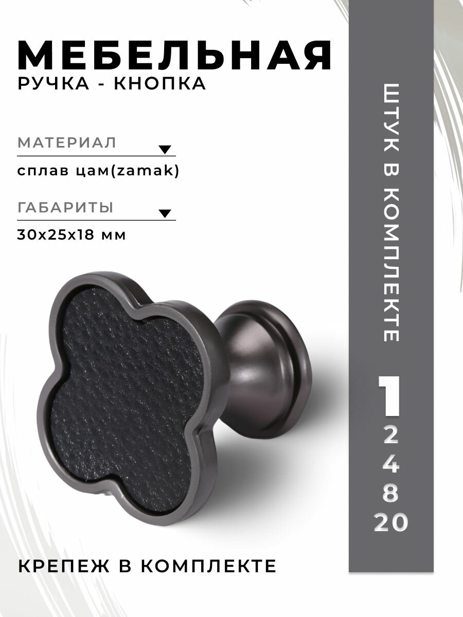 Ручка-кнопка мебельная 30 мм BRANTE RK.1361. Z. Knob. Grey. black графит-черный ручка для шкафов ящиков комодов для кухонного гарнитура фурнитура для мебели