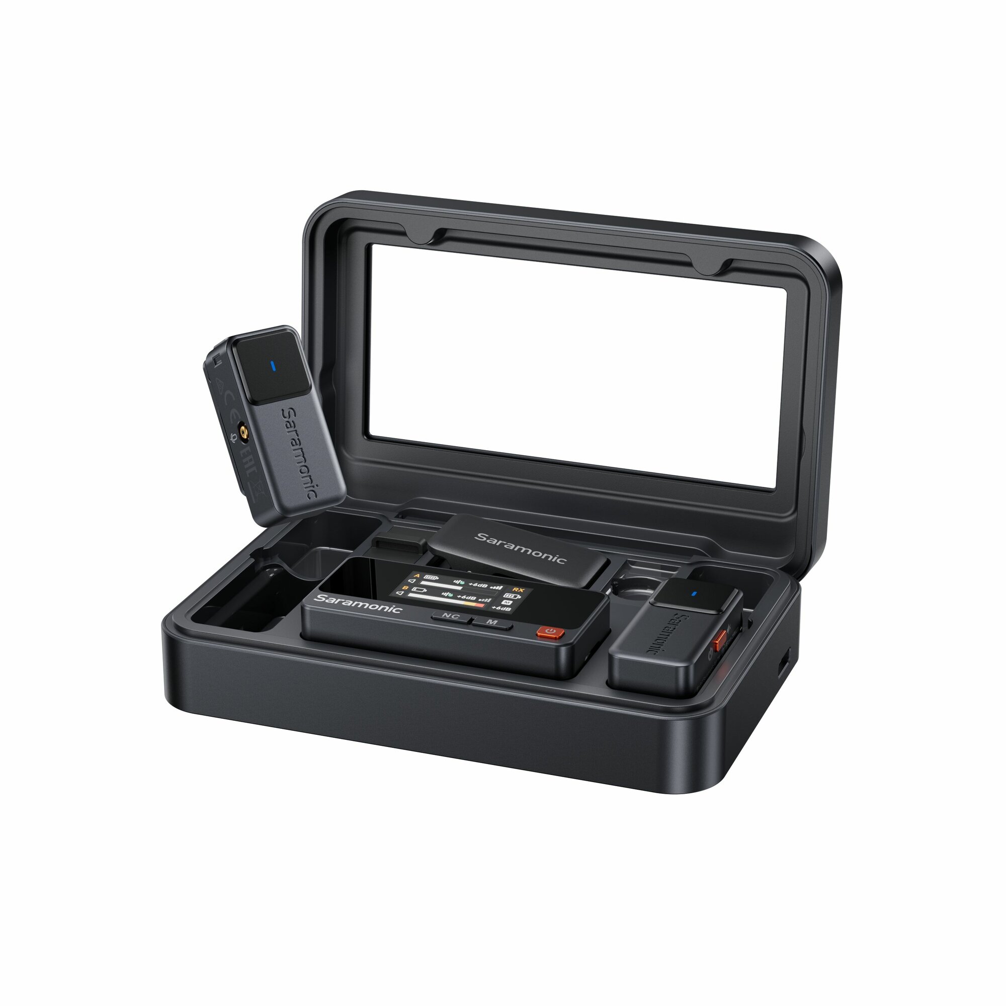 Saramonic Air-01 (TX+TX+RX) Радиосистема 2,4 ГГц приемник + 2 передатчика в кейсе с подзарядкой, 3,5мм/USB-C