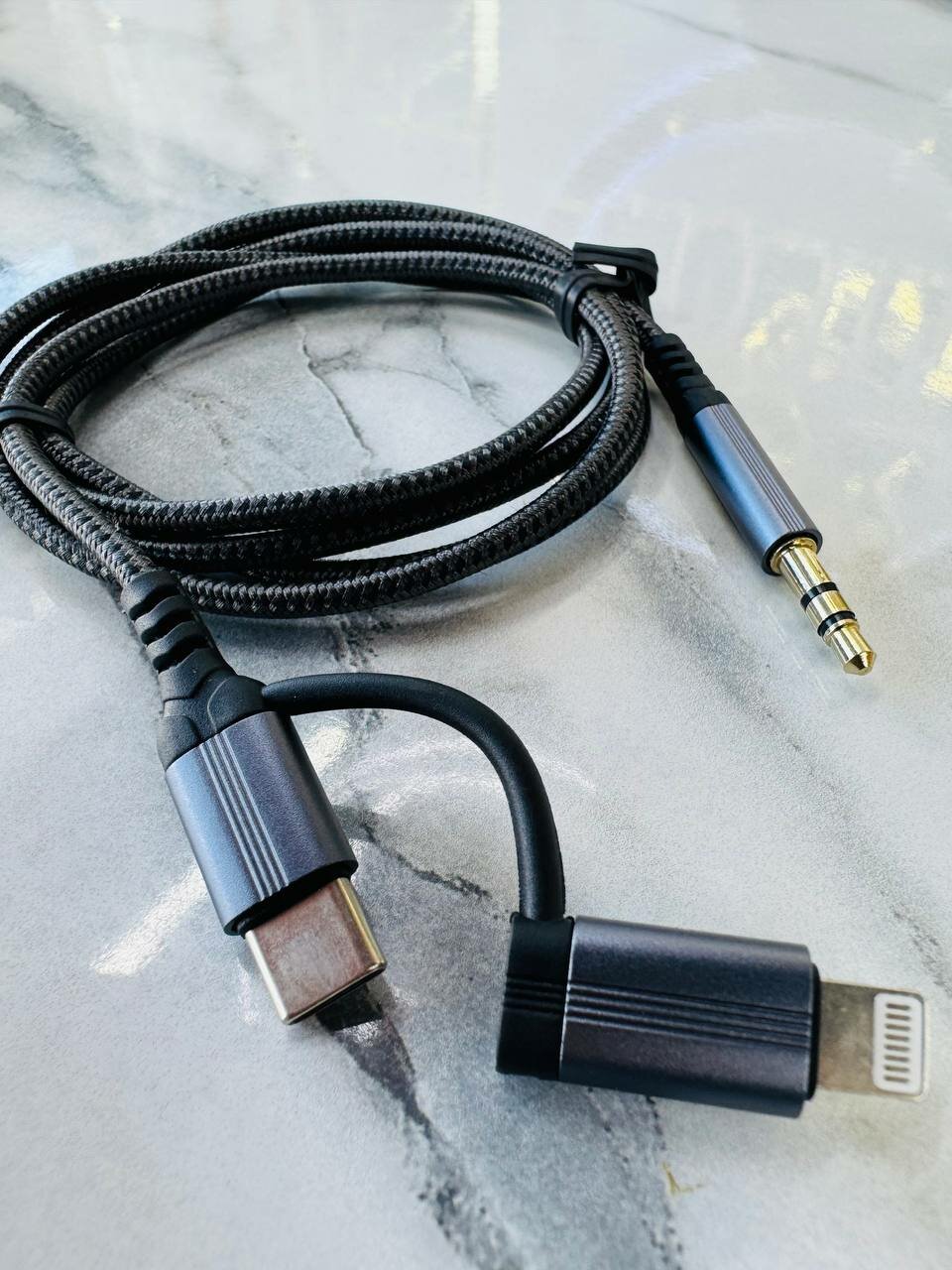 AUX 2-в-1 Аудио Кабель | Type-C и Lightning на 3.5 мм, для авто