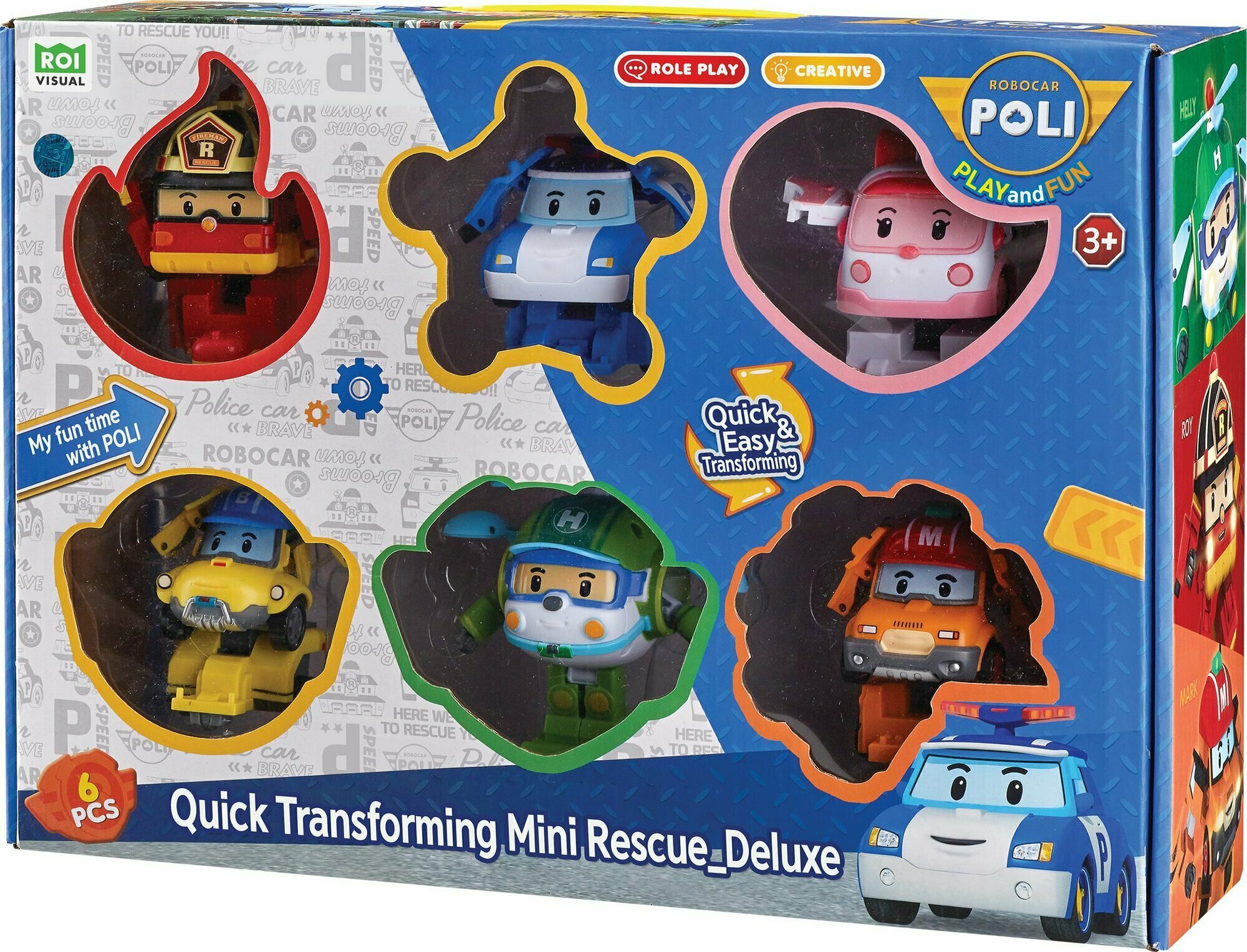 Игровой набор Робокар Поли из 6 трансформеров 7,5 см, Robocar Poli, ZR-915