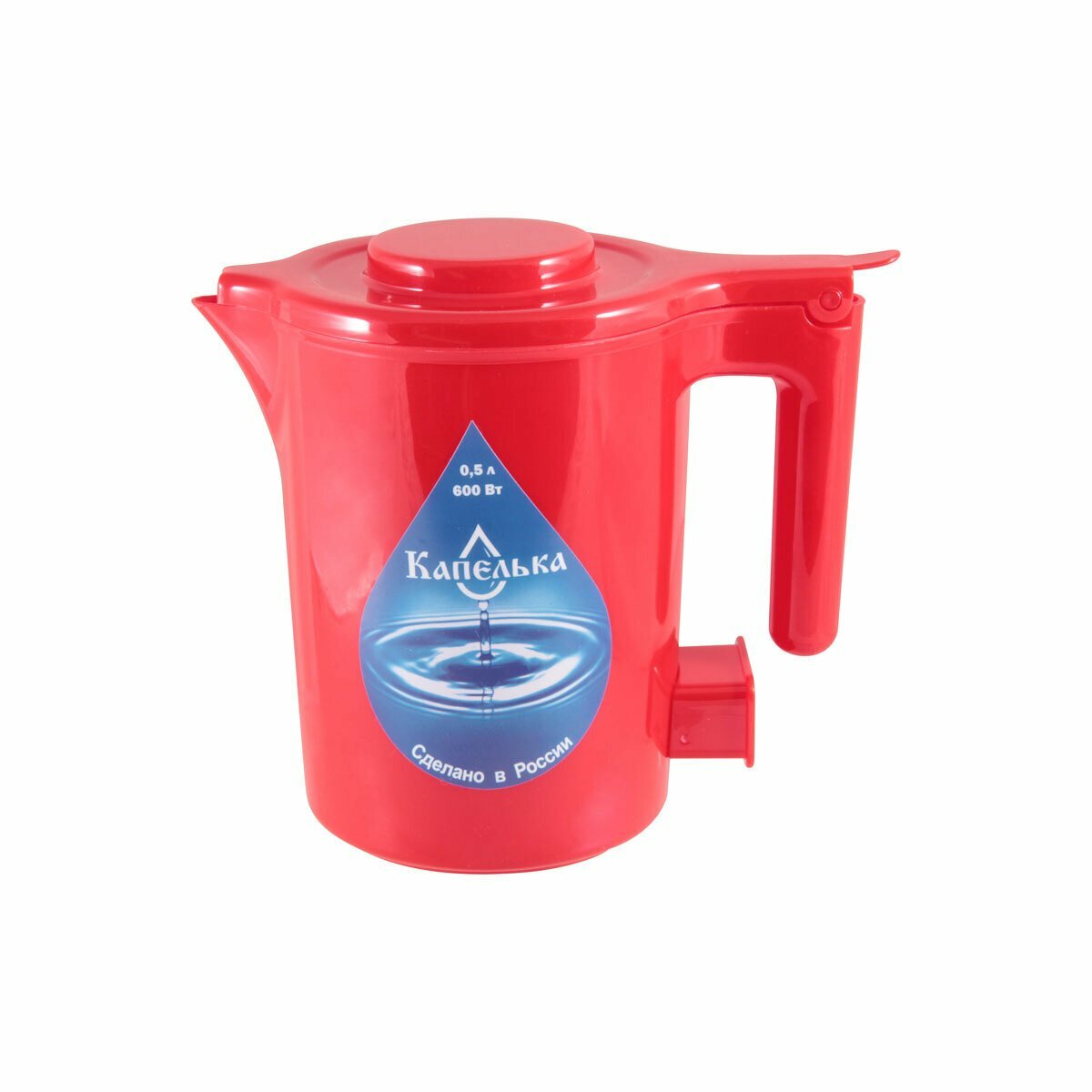 Электрический чайник Капелька 05 л 600 Вт красный пластиковый корпус