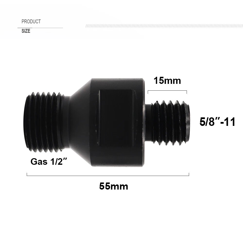 Трансформатор газа SHDIATOOL переходник с наружной резьбой 1/2 дюйма на M10 M14 5/8-11 или M16 с наружной резьбой для адаптера станка с ЧПУ 2 шт 2pcs Черный